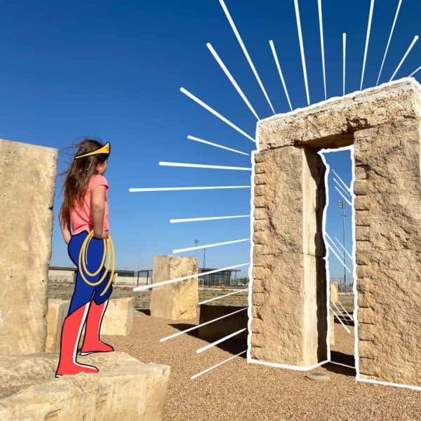 Wonder Woman drawing at West Texas Stonehenge
